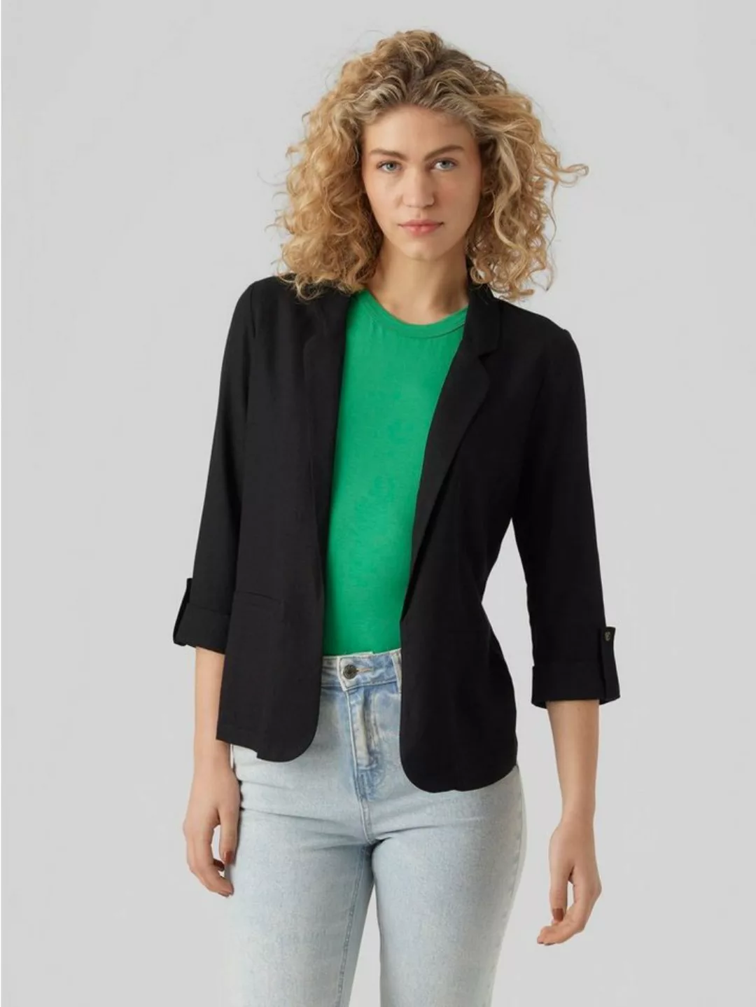 Vero Moda Kurzblazer VMJESMILO 3/4 LOOSE BLAZER WVN GA NOOS mit Leinen günstig online kaufen