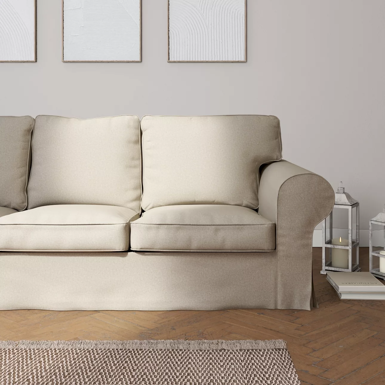 Bezug für Ektorp 3-Sitzer Schlafsofa, ALTES Modell, grau-beige, Sofahusse E günstig online kaufen