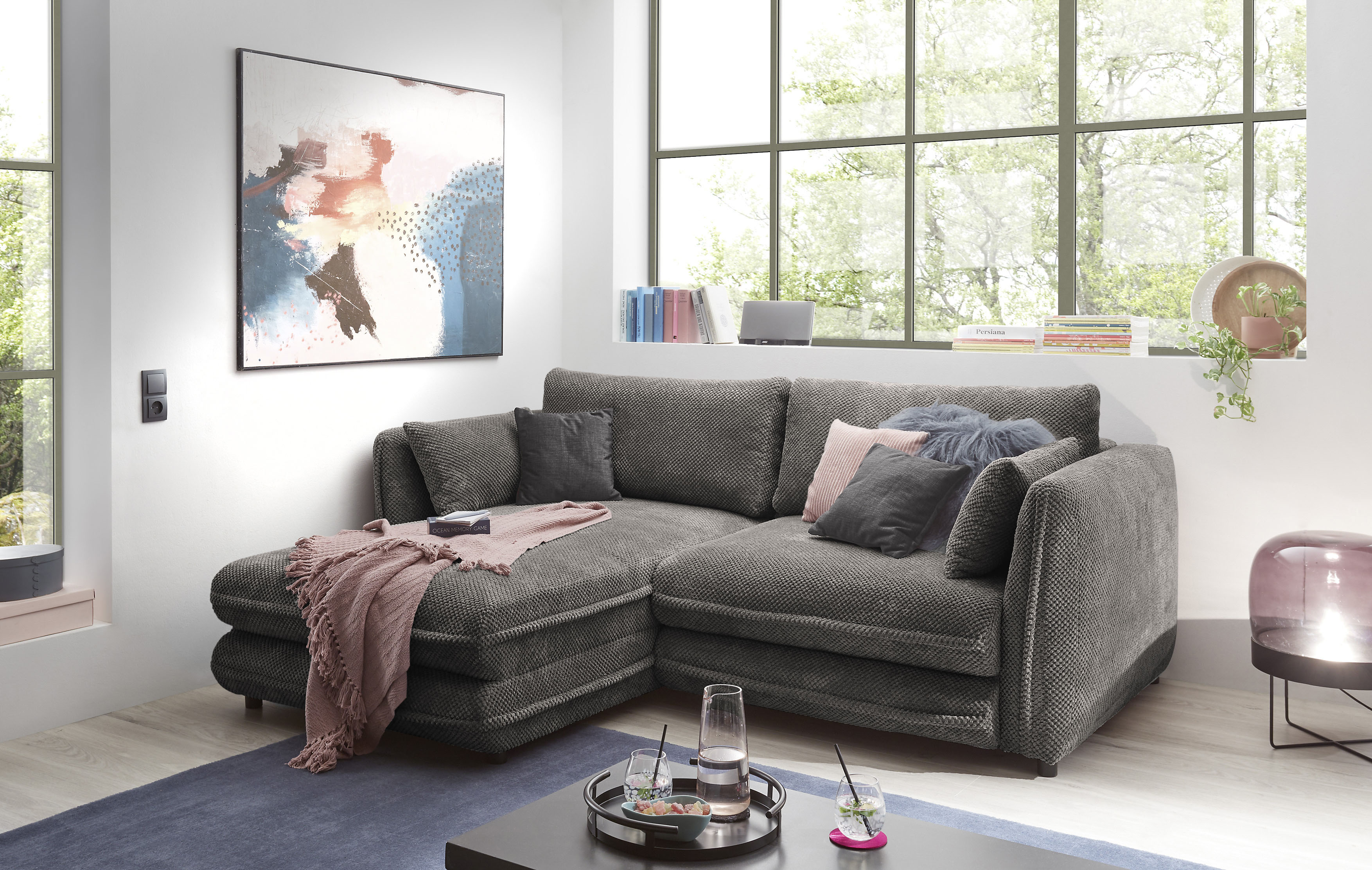 ED EXCITING DESIGN Ecksofa "Stanley", frei im Raum stellbar, mit Schlaffunk günstig online kaufen