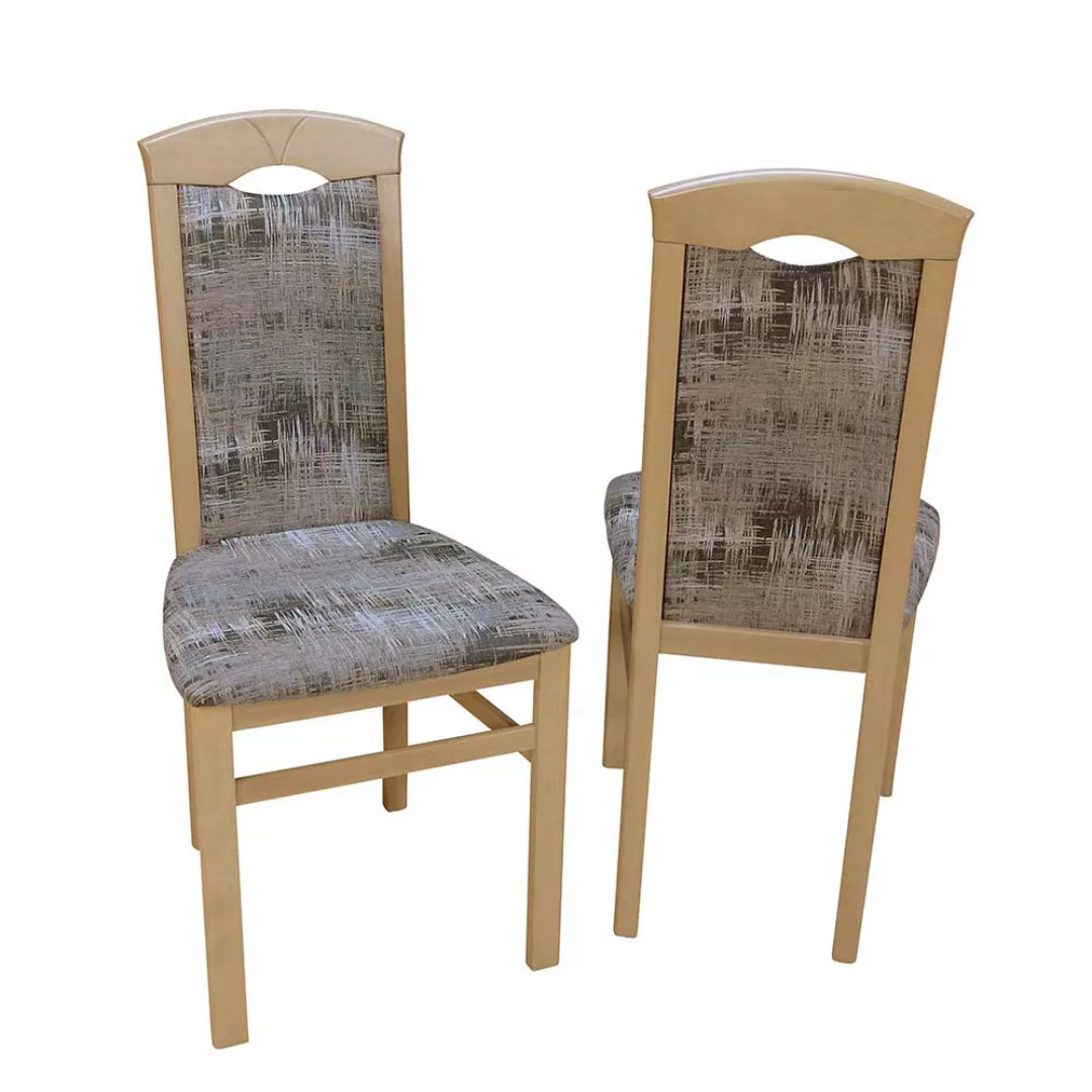 Esstischstuhl aus Massivholz Webstoff Bunt (2er Set) günstig online kaufen