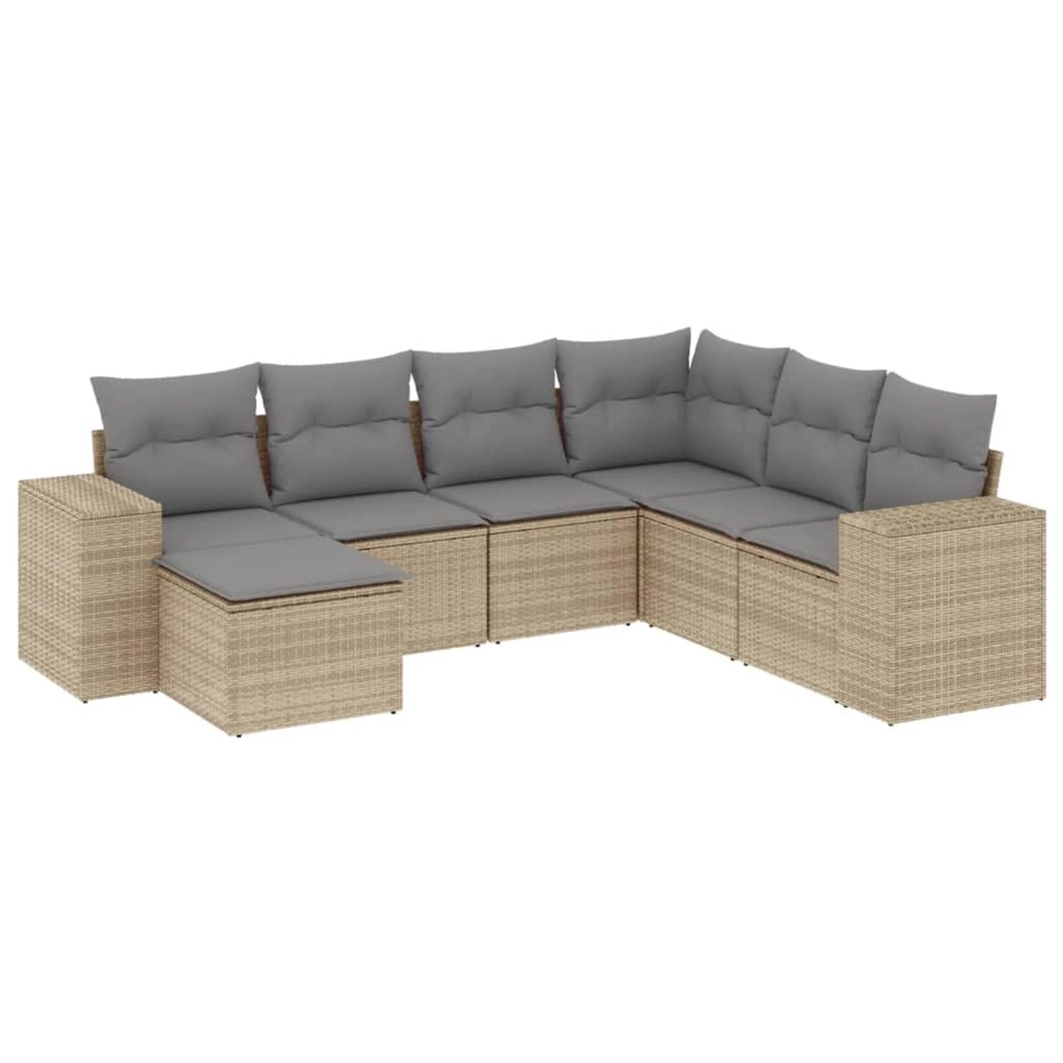 vidaXL 7-Tlg Garten-Sofagarnitur mit Kissen Beige Poly Rattan 3222898 günstig online kaufen