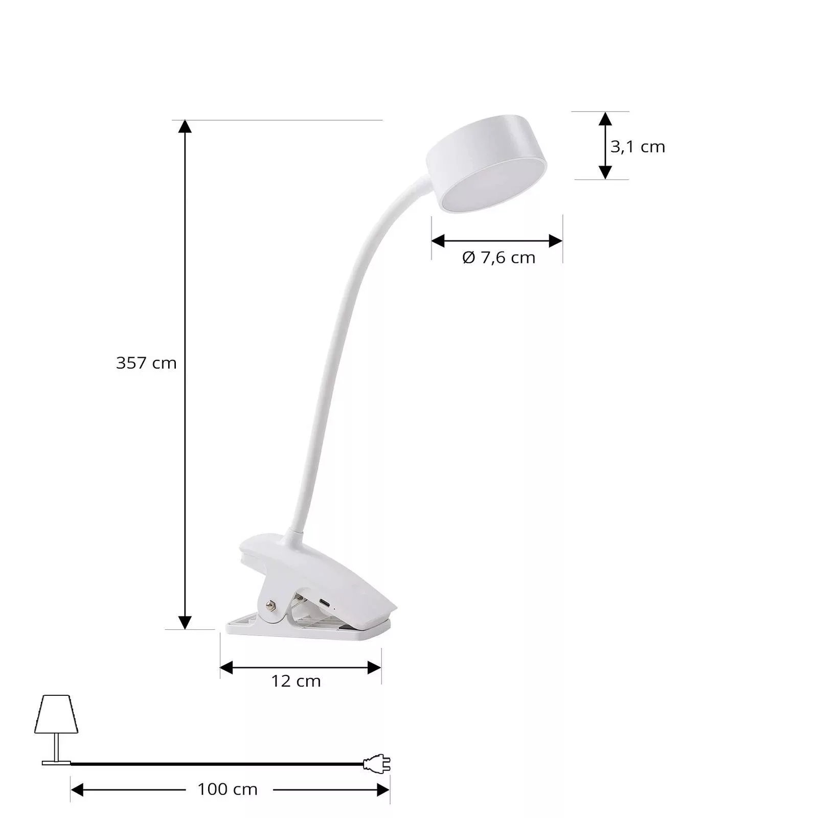 Lindby LED-Akku-Klemmleuchte Maori, weiß, Metall, CCT, dim. günstig online kaufen