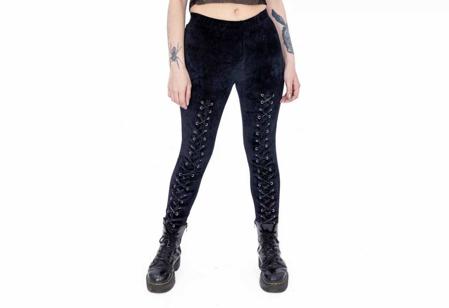 Poizen Industries Leggings Tayla Velvet Gothic Samt Tights mit Schnürung günstig online kaufen