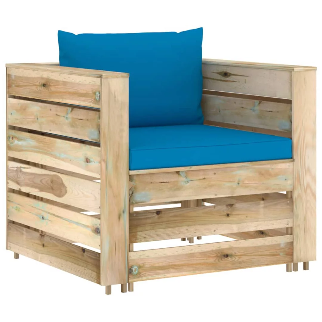 2-tlg. Garten-lounge-set Mit Kissen Grün Imprägniertes Holz günstig online kaufen