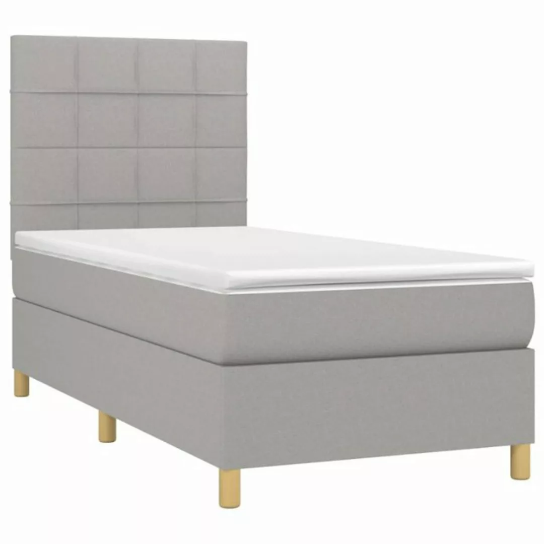 vidaXL Boxspringbett Boxspringbett mit Matratze LED Hellgrau 80x200 cm Stof günstig online kaufen