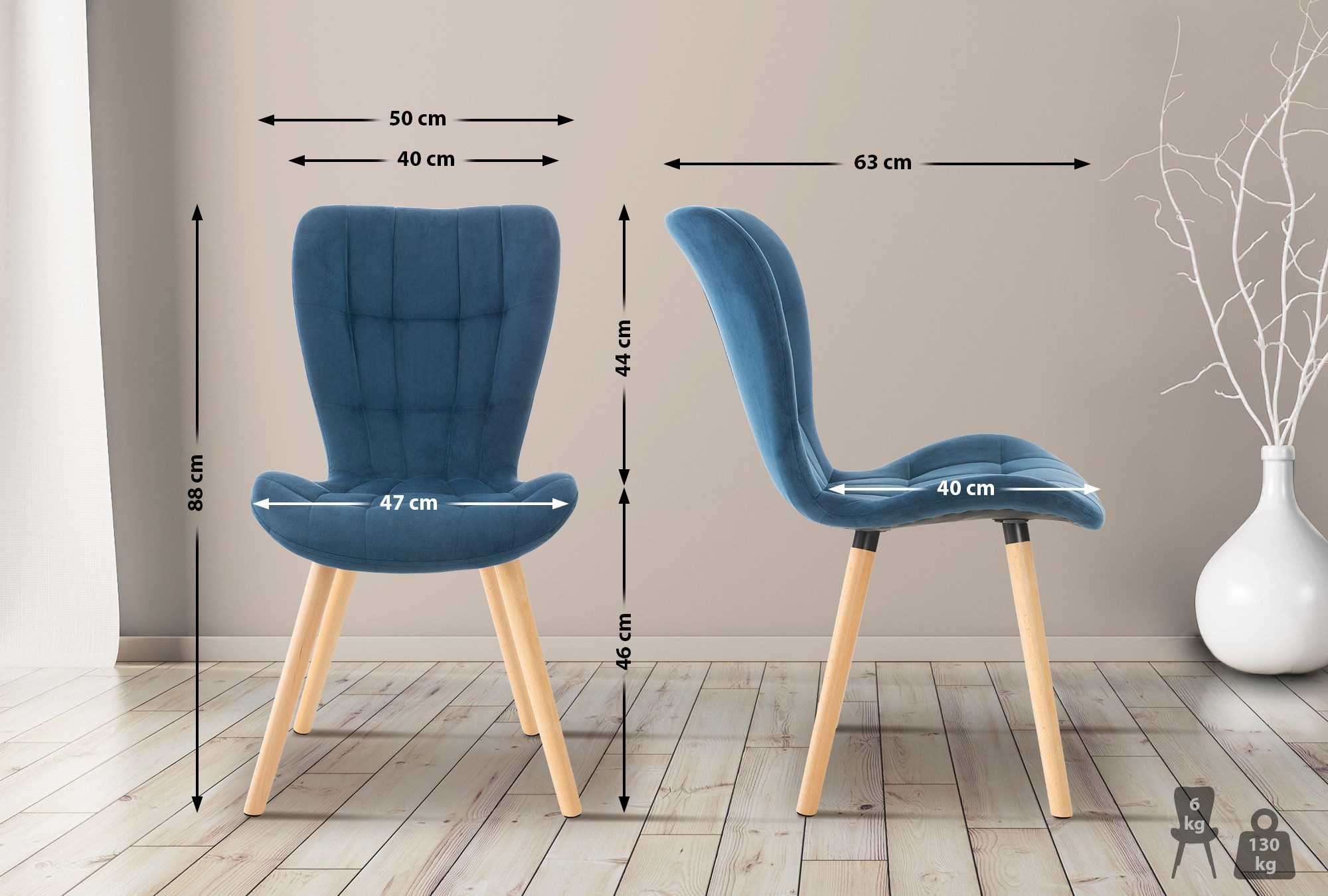 CLP Esszimmerstuhl Elda (2er Set), Samt, günstig online kaufen