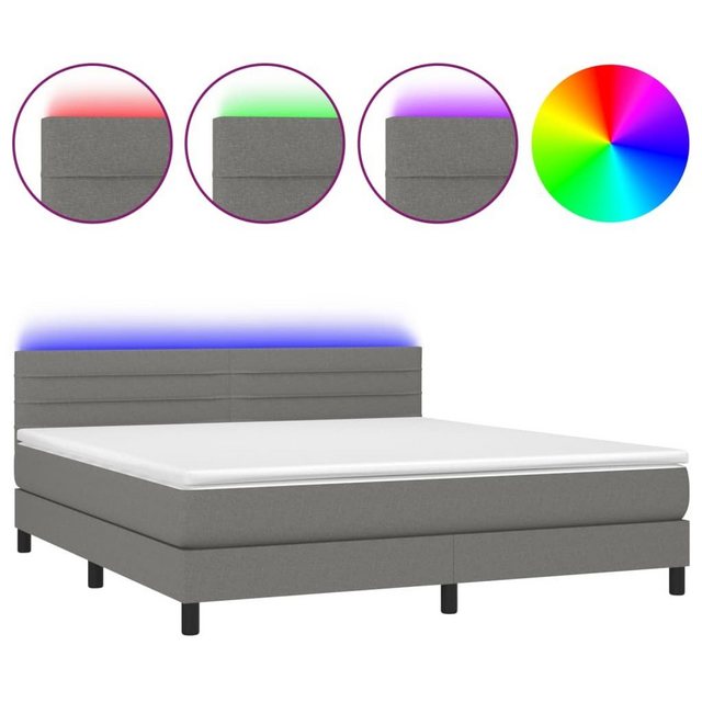 vidaXL Bettgestell Boxspringbett mit Matratze LED Dunkelgrau 160x200 cm Sto günstig online kaufen