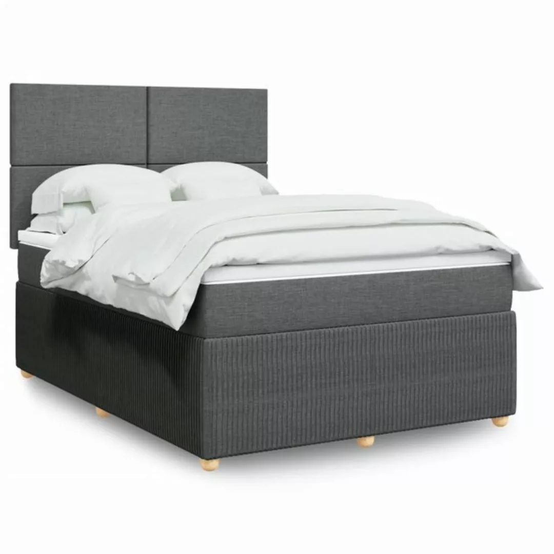 vidaXL Boxspringbett, Boxspringbett mit Matratze Dunkelgrau 160x200 cm Stof günstig online kaufen