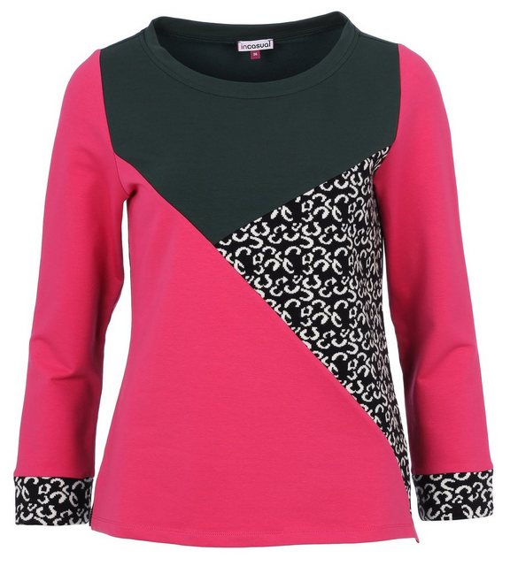 incasual Sweatshirt Langarmbluse figurumspielend mit geometrisch Patchwork günstig online kaufen