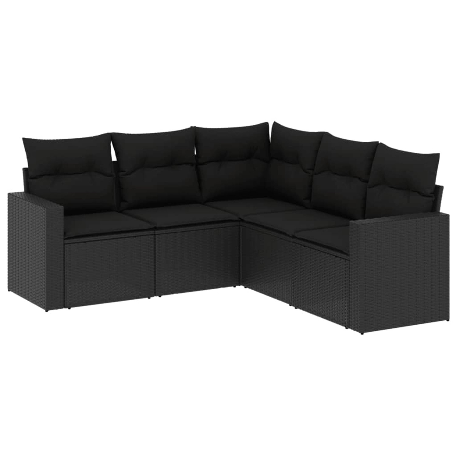 vidaXL 5-Tlg Garten-Sofagarnitur mit Kissen Schwarz Poly Rattan 3218935 günstig online kaufen