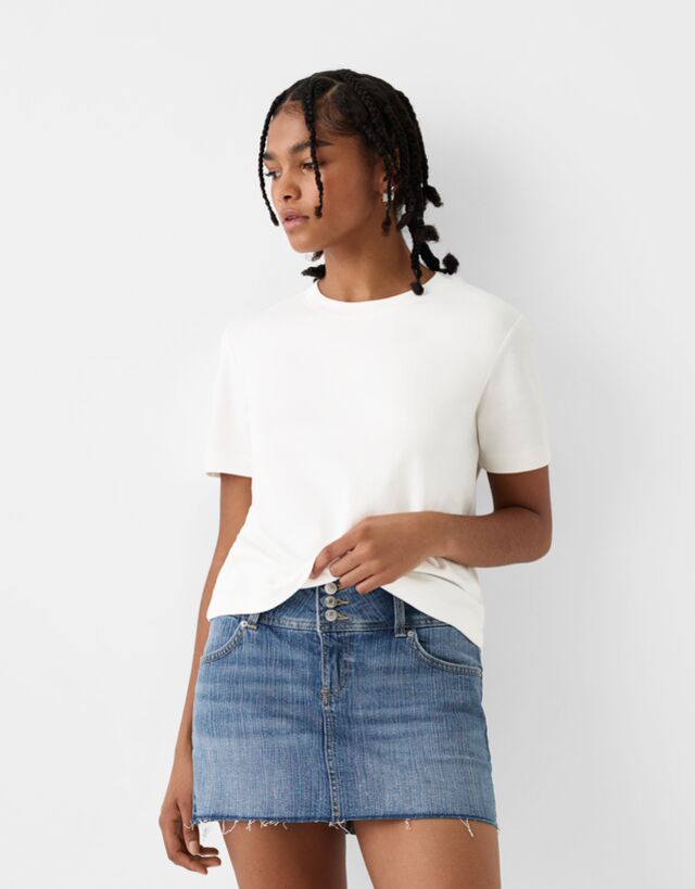 Bershka Mini-Hosenrock Denim Bskteen 36 Ausgewaschenes Blau günstig online kaufen