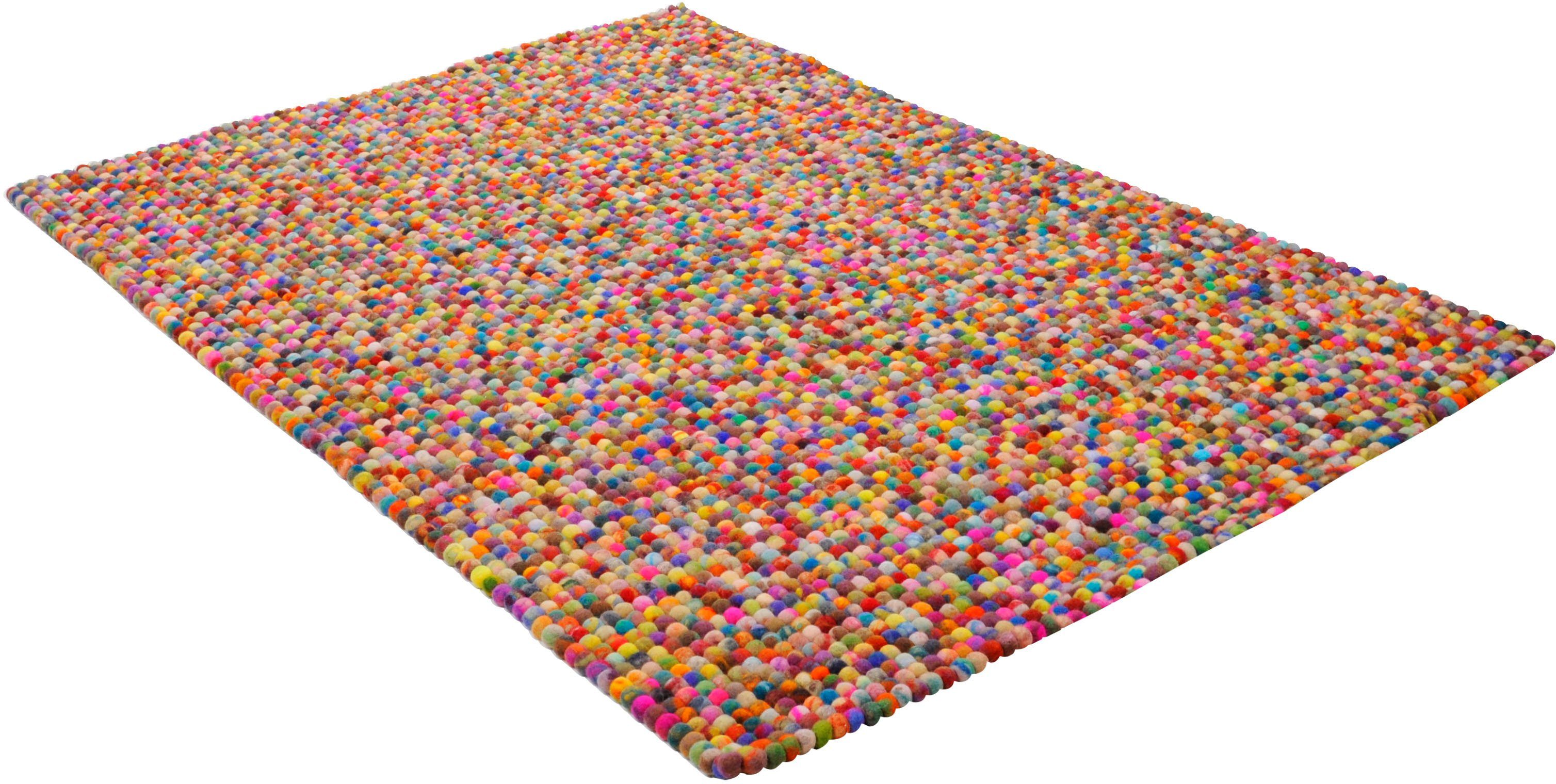 THEKO Wollteppich »Felty 2.2«, rechteckig, 22 mm Höhe, Filzkugel-Teppich, r günstig online kaufen