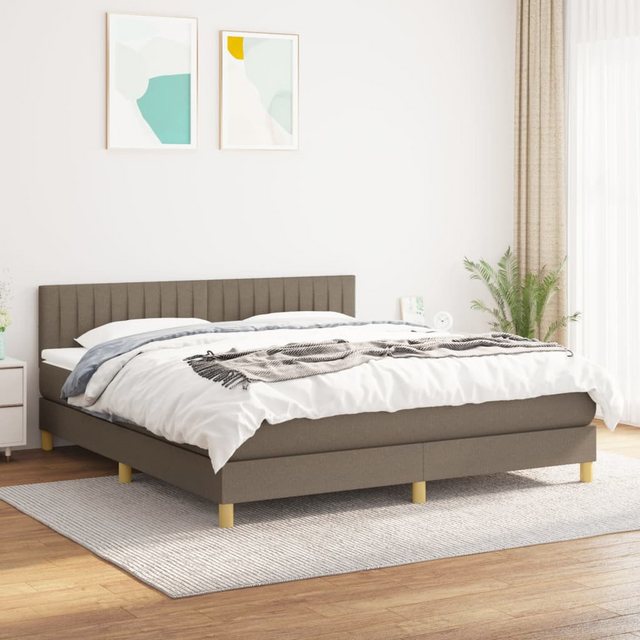 vidaXL Boxspringbett Boxspringbett mit Matratze Taupe 160x200 cm Stoff Bett günstig online kaufen