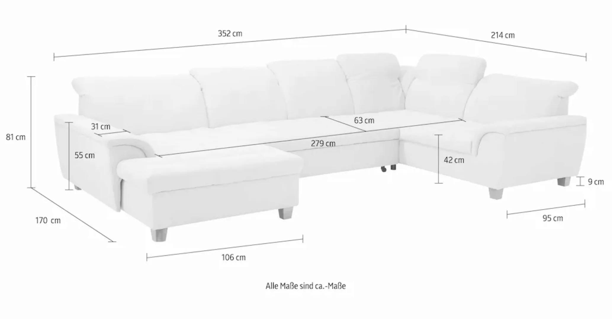 Home affaire Wohnlandschaft Lyla U-Form, wahlweise mit Rückenfunktion und z günstig online kaufen