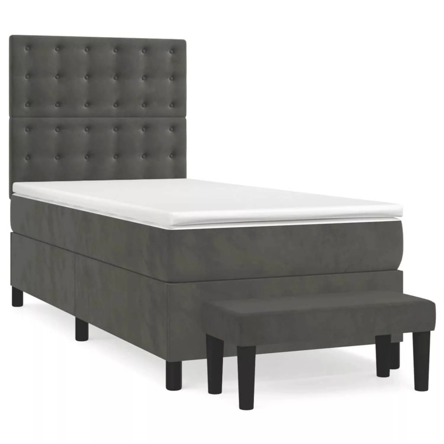 vidaXL Boxspringbett mit Matratze Dunkelgrau 100x200 cm Samt1359511 günstig online kaufen