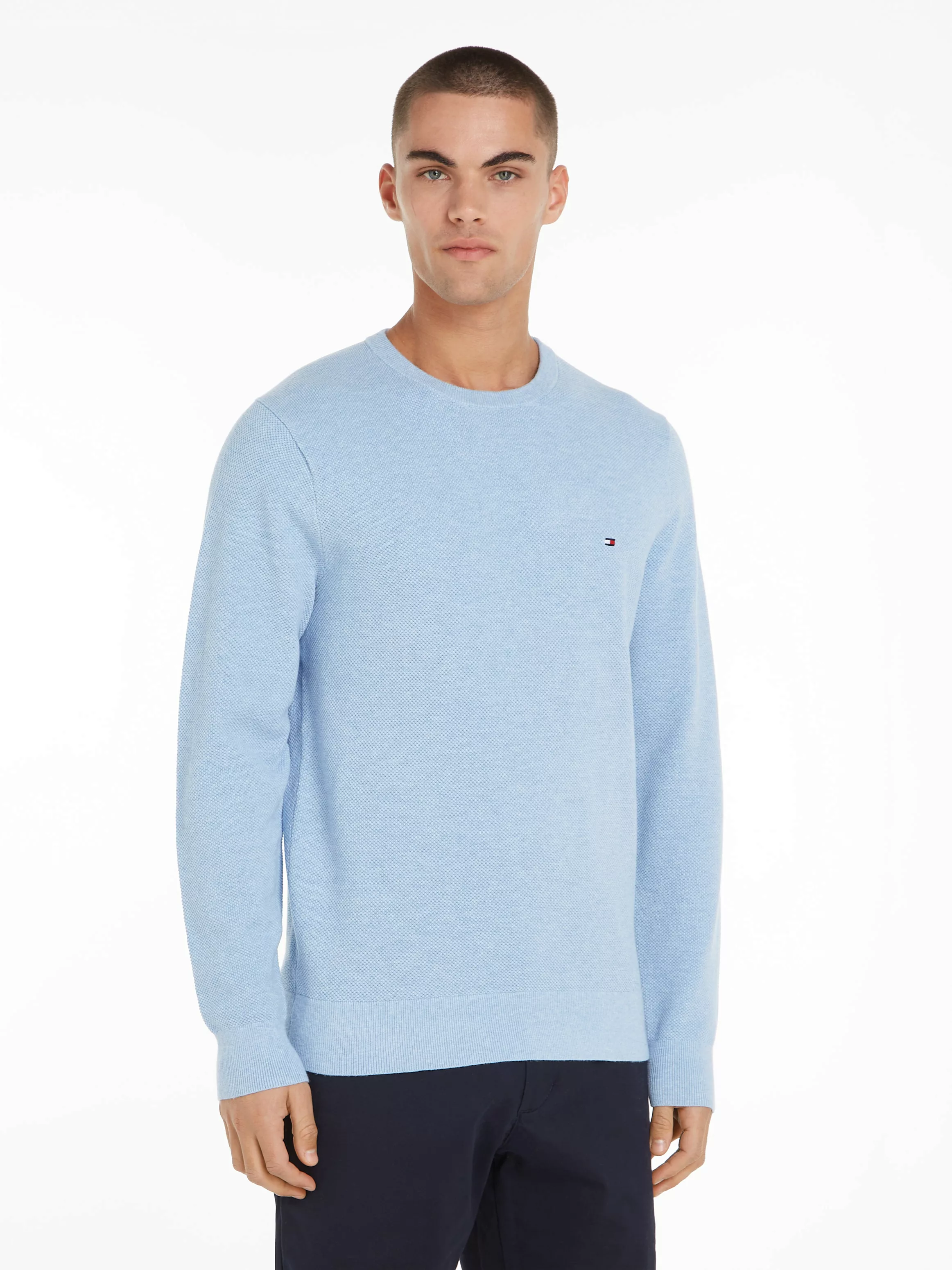 Tommy Hilfiger Rundhalspullover ESSENTIAL STRUCTURE CREW NECK mit feiner St günstig online kaufen