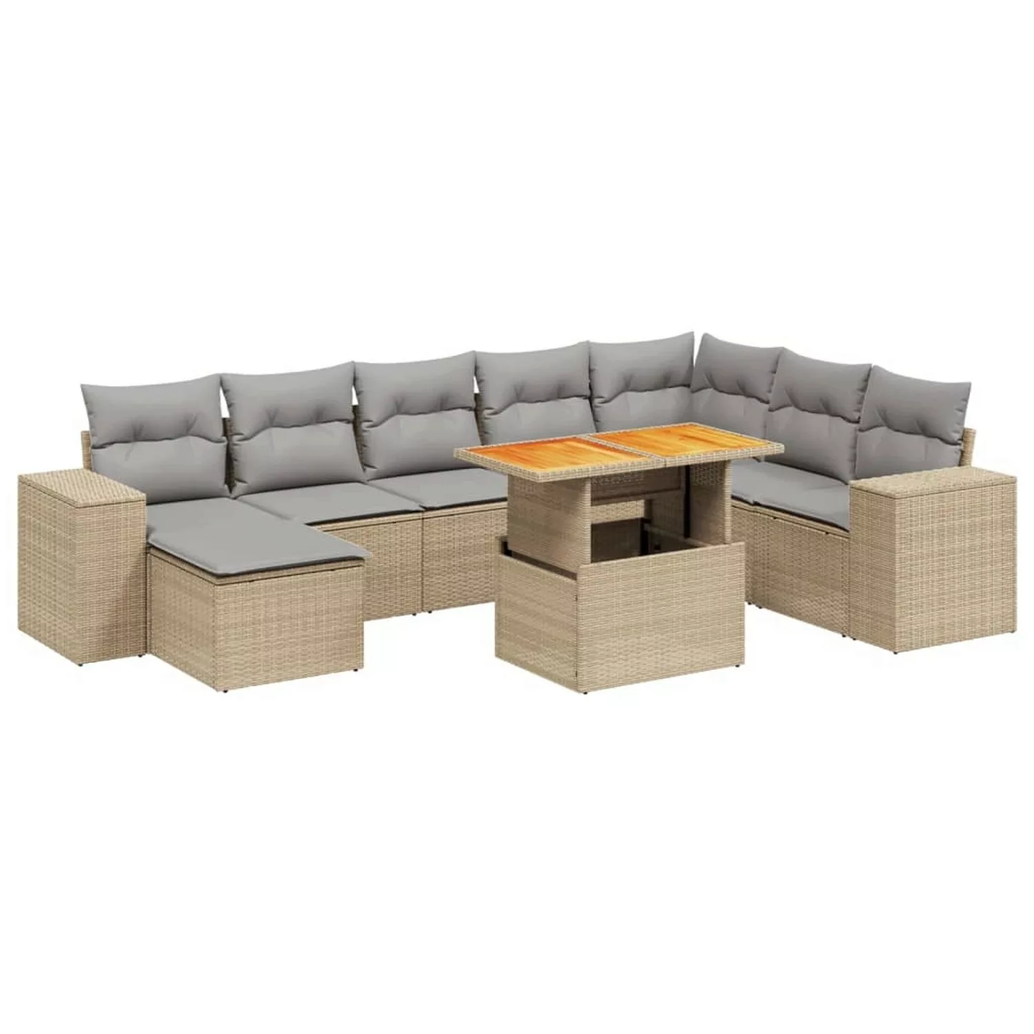 vidaXL 9-tlg Garten-Sofagarnitur mit Kissen Beige Poly Rattan Modell 277 günstig online kaufen