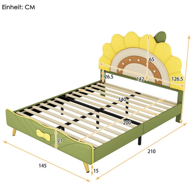 Furnishings Home Polsterbett Sonnenblume Kinderbett (Set, Bett) günstig online kaufen