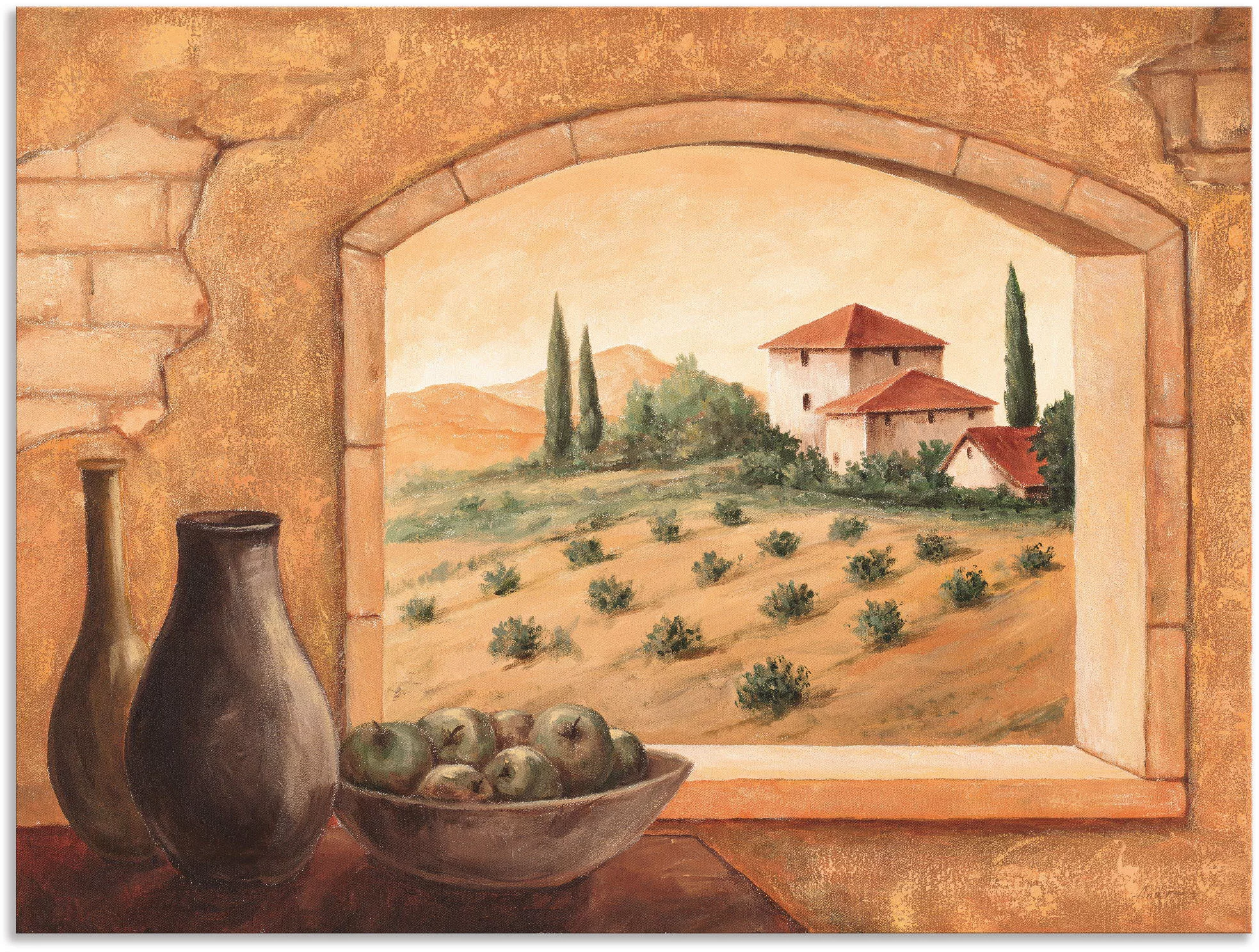Artland Wandbild »Toskana«, Fensterblick, (1 St.), als Alubild, Outdoorbild günstig online kaufen