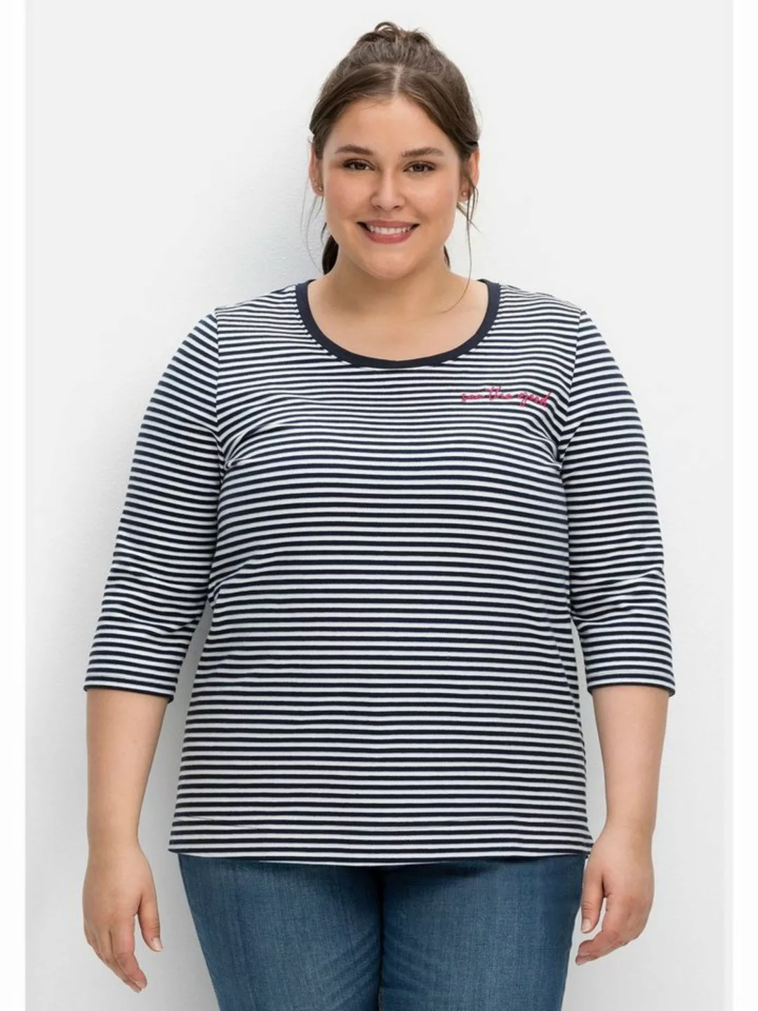 Sheego Sweatshirt Große Größen mit 3/4-Arm günstig online kaufen