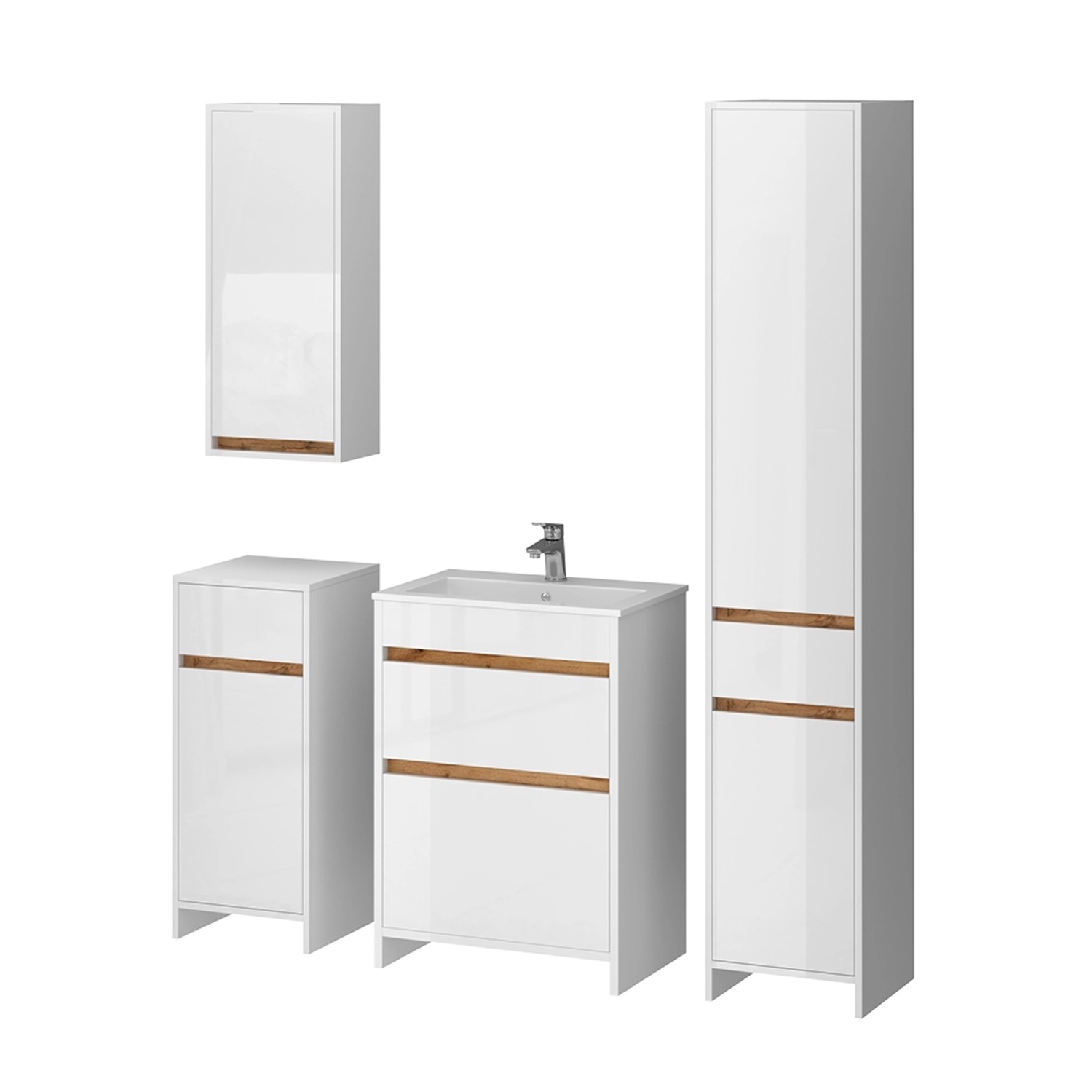 Vicco Badmöbel Detmold Weiß Hochglanz 5er-Set günstig online kaufen