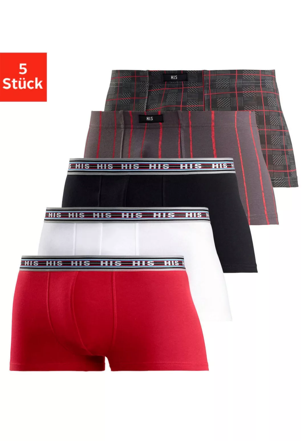 H.I.S Hipster, (Packung, 5 St.), Boxershorts aus Baumwoll-Stretch günstig online kaufen