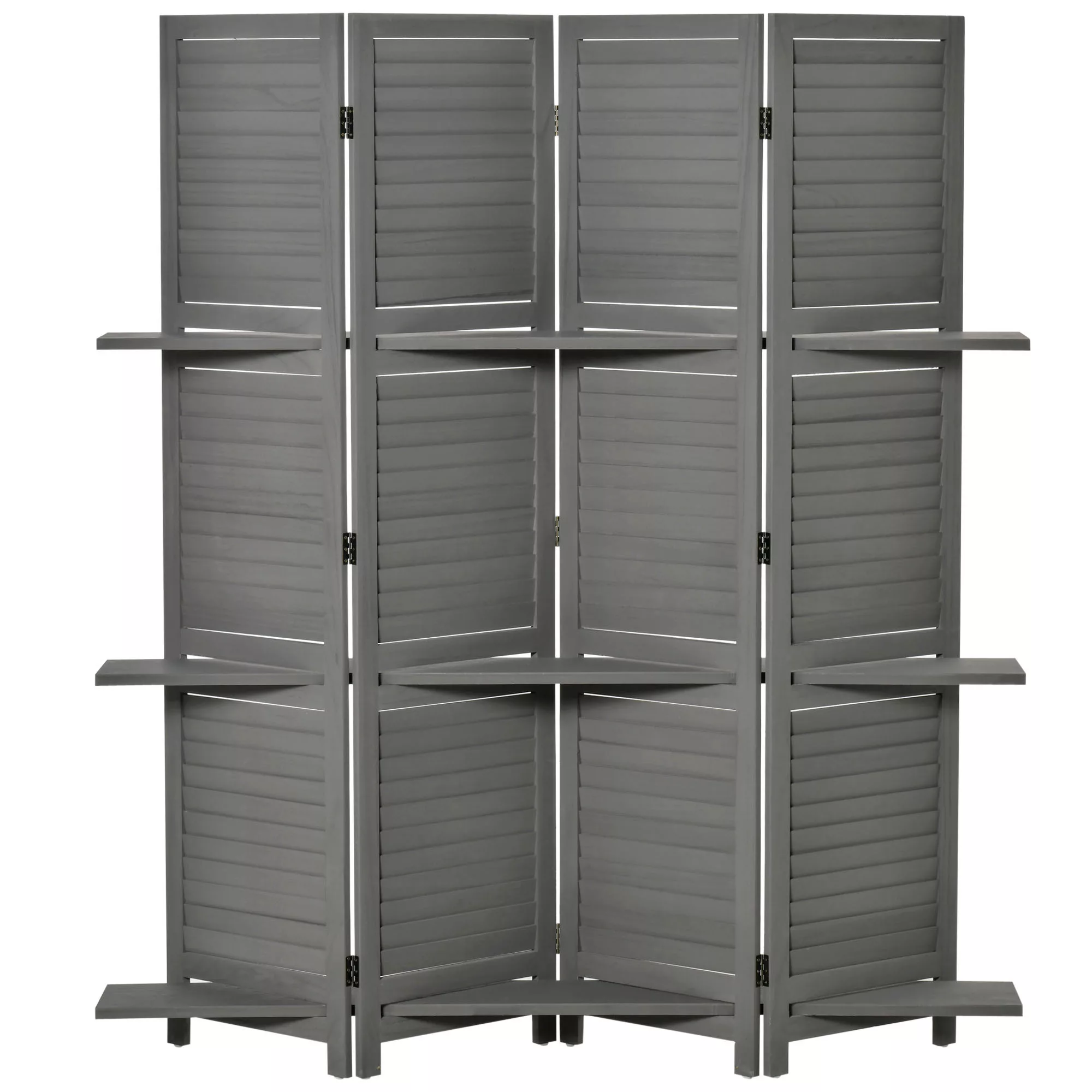 HOMCOM Innenraum Paravent 4 Paneelen 160L x 170H cm 3 Regale zusammenklappb günstig online kaufen