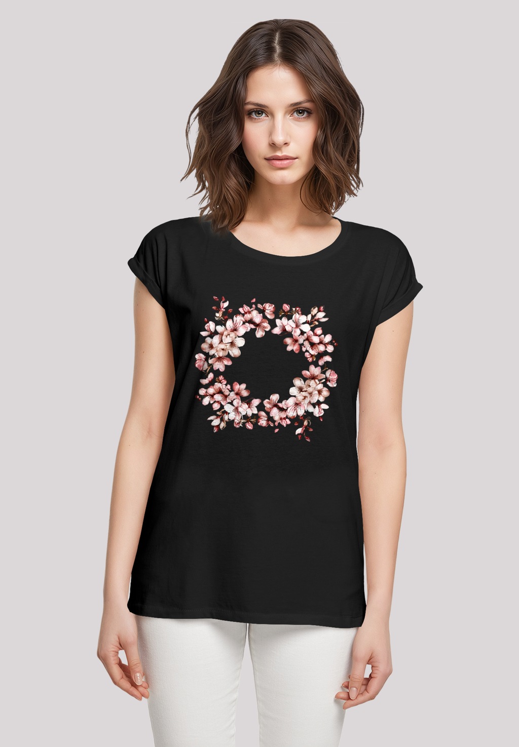 F4NT4STIC T-Shirt "Rosa Frühlings Blumenkranz Dekor", Premium Qualität günstig online kaufen