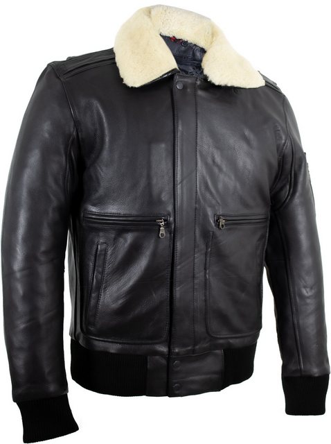 MDM Lederjacke Herren Lederjacke Fliegerjacke echtes Leder schwarz (Flieger günstig online kaufen