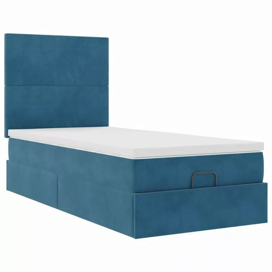 vidaXL Bett Ottoman-Bett mit Matratzen & LEDs Dunkelblau 80x200 cm Samt günstig online kaufen