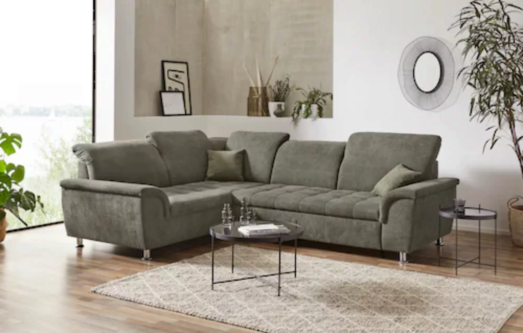 DOMO collection Ecksofa "Franzi L-Form", wahlweise mit Kopfteilverstellung günstig online kaufen