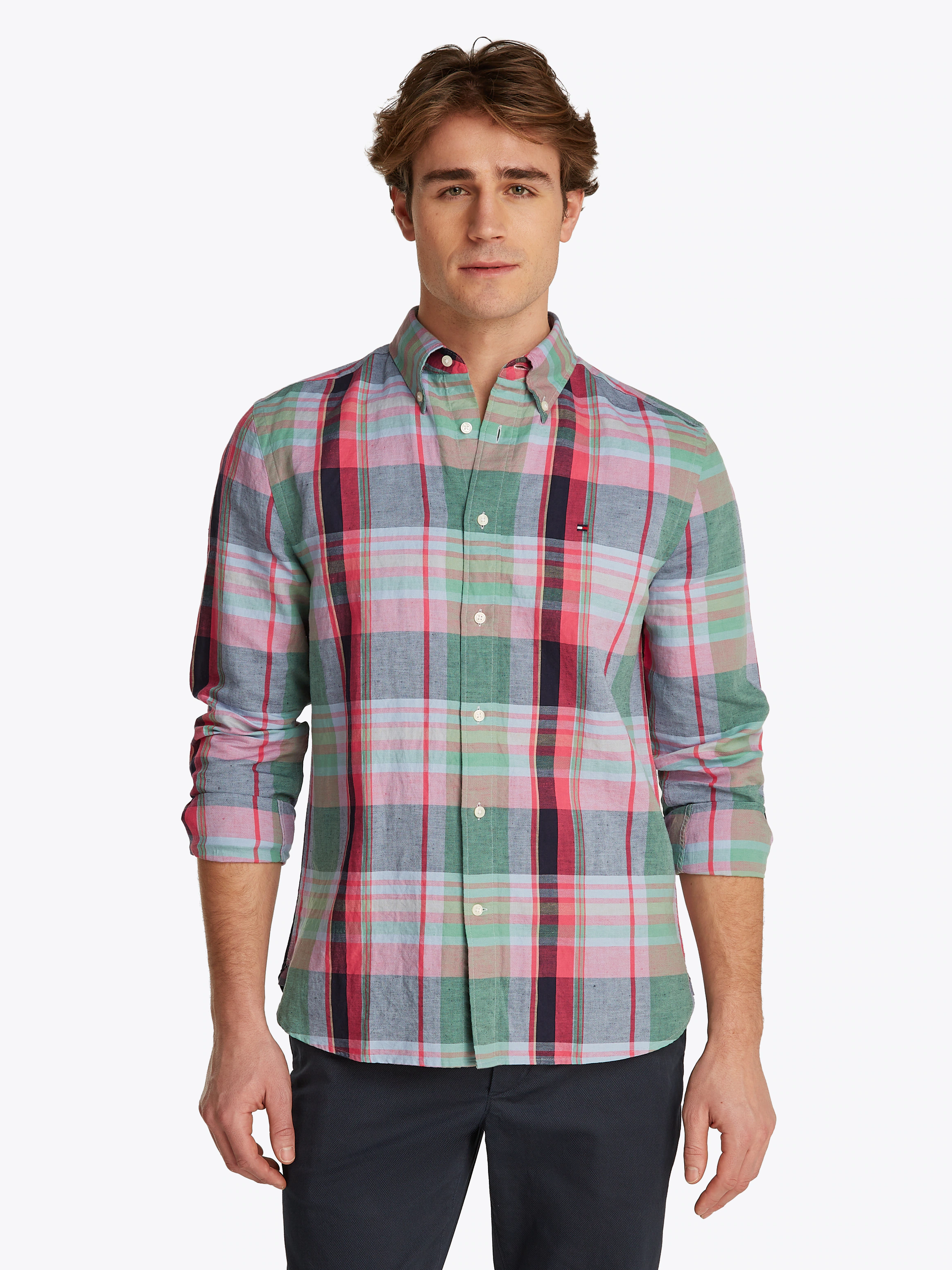 Tommy Hilfiger Langarmhemd "LINEN BLEND MADRAS CHECK" günstig online kaufen