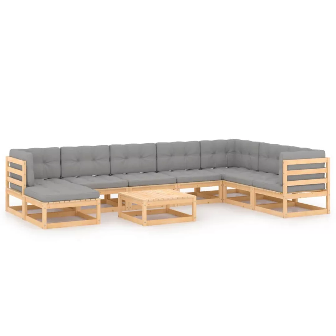 9-tlg. Garten-lounge-set Mit Kissen Kiefer Massivholz günstig online kaufen