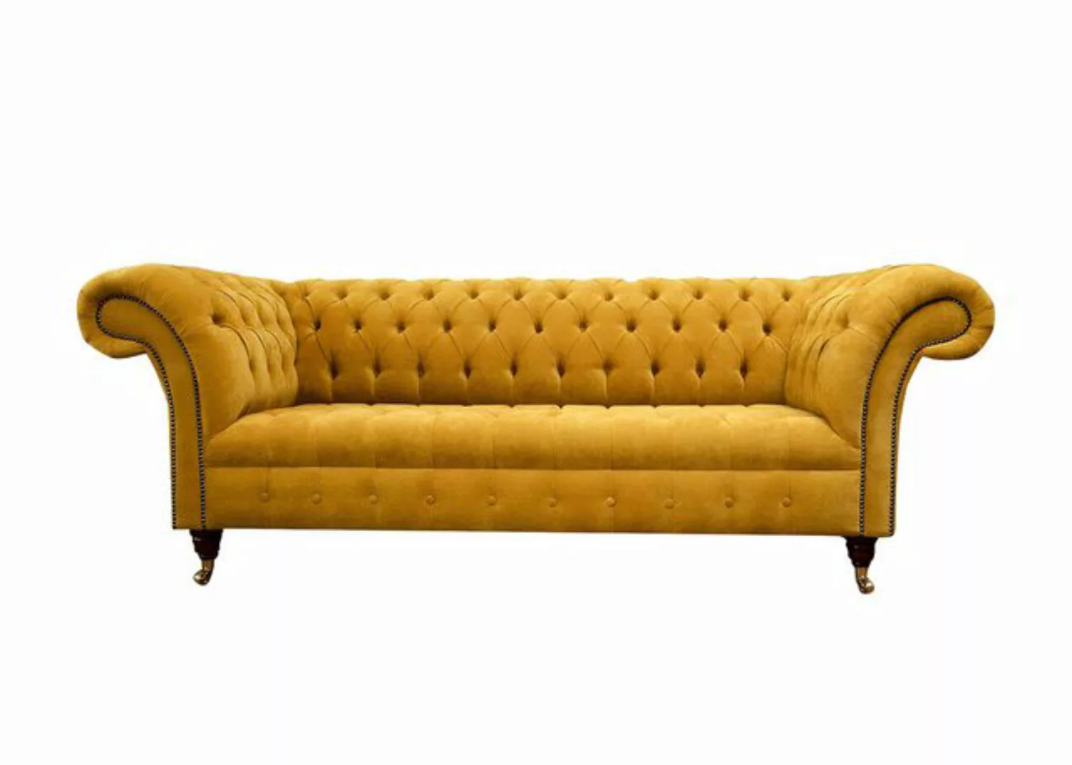 Xlmoebel Sofa Chesterfield Dreisitzer in Gelb Stoff Design Sofa Polstermöbe günstig online kaufen