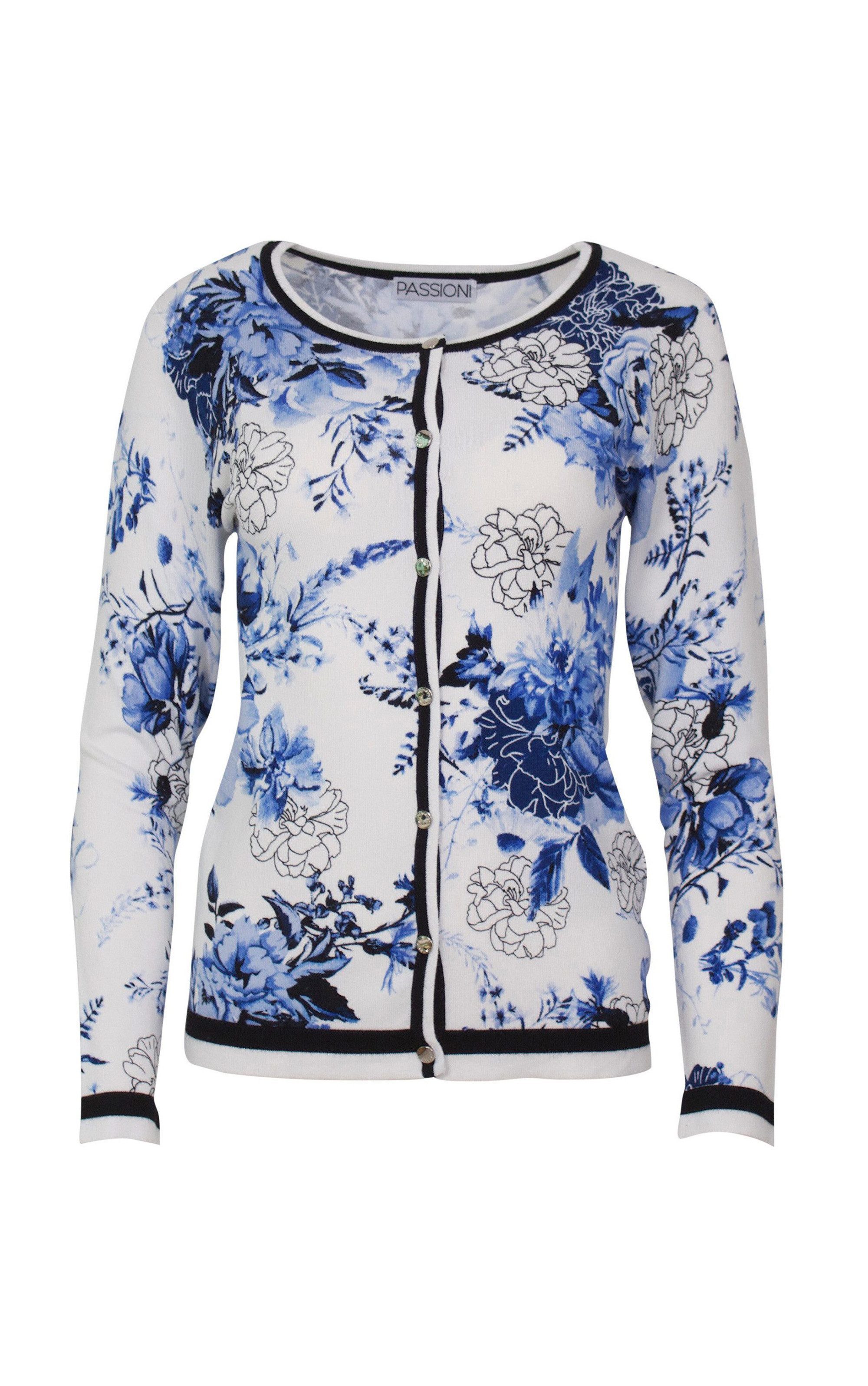 Passioni 2-in-1-Strickjacke mit floralem Print und günstig online kaufen
