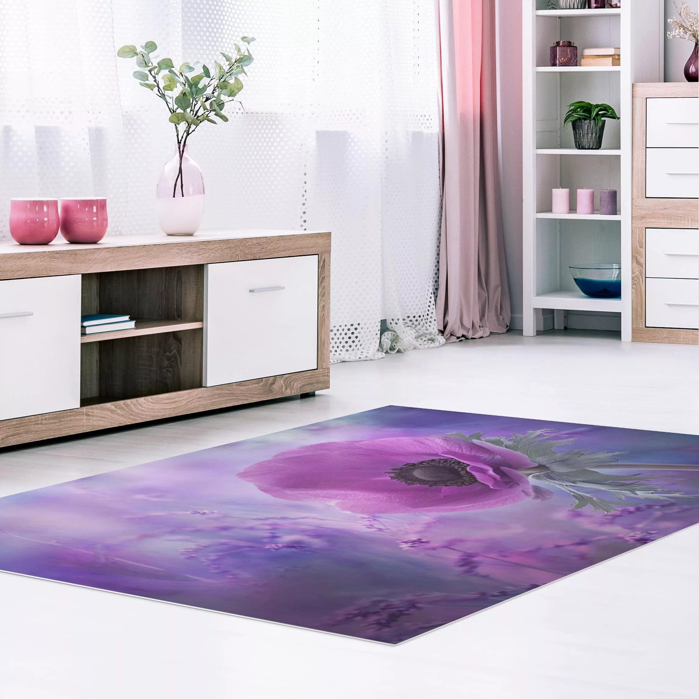 Vinyl-Teppich Anemonenblüte in Violett günstig online kaufen