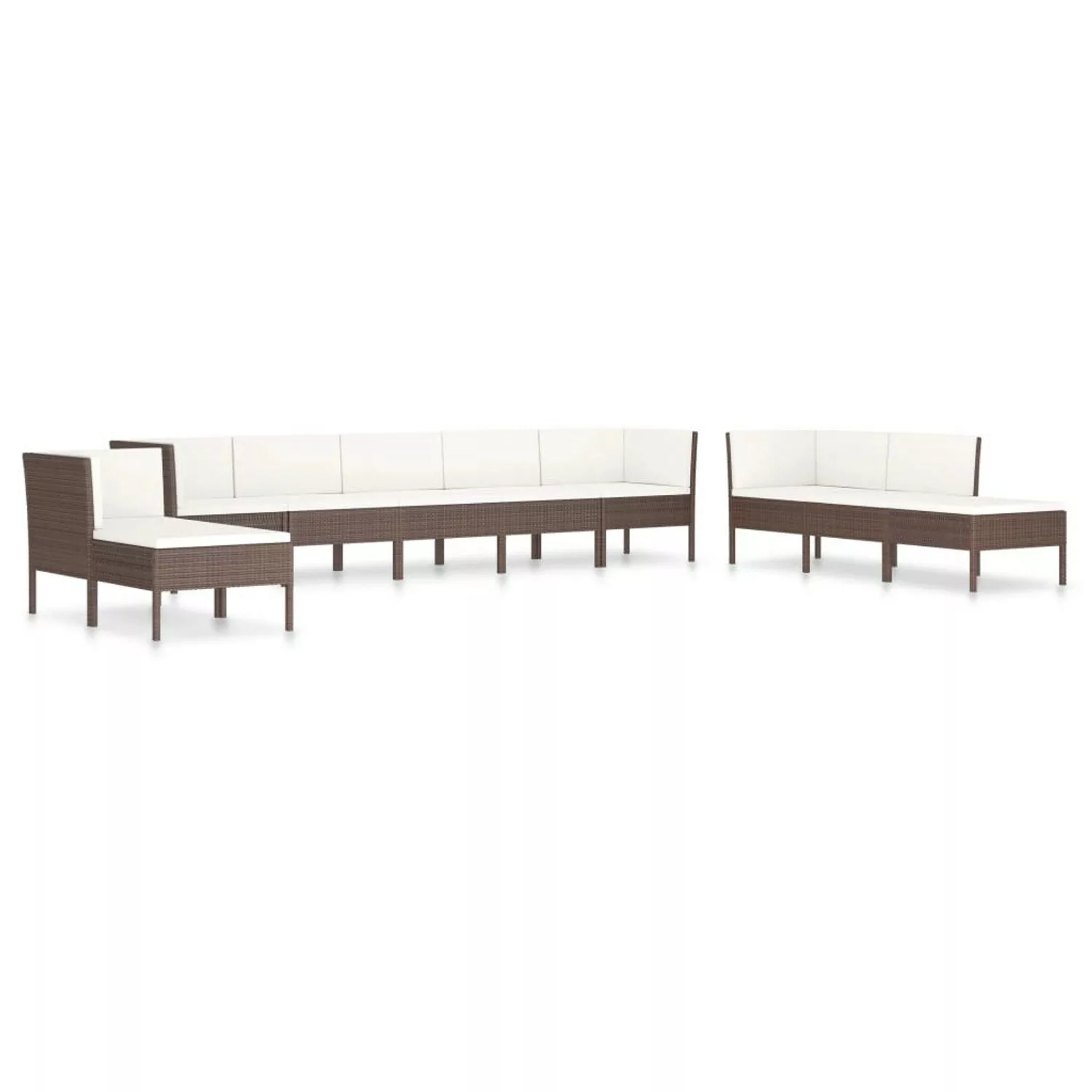 10-tlg. Garten-lounge-set Mit Auflagen Poly Rattan Braun günstig online kaufen