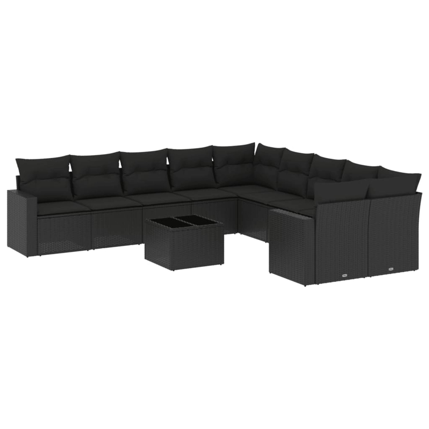 vidaXL 11-Tlg Garten-Sofagarnitur mit Kissen Schwarz Poly Rattan 3219505 günstig online kaufen