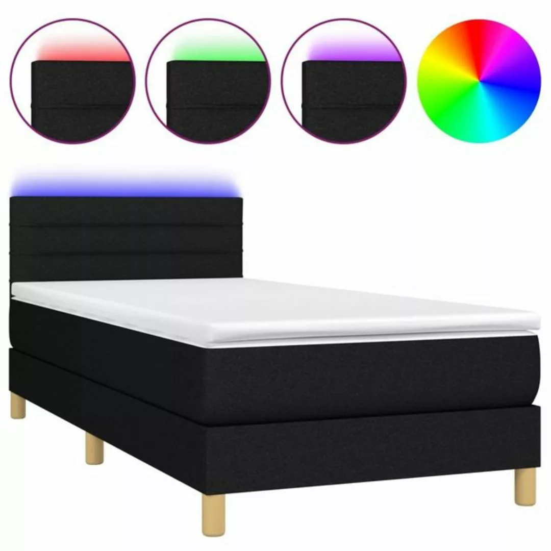 vidaXL Bettgestell Boxspringbett mit Matratze LED Schwarz 100x200 cm Stoff günstig online kaufen