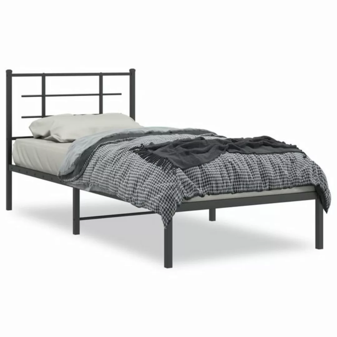 vidaXL Bettgestell, Bettrahmen mit Kopfteil Metall Schwarz 90x190 cm günstig online kaufen