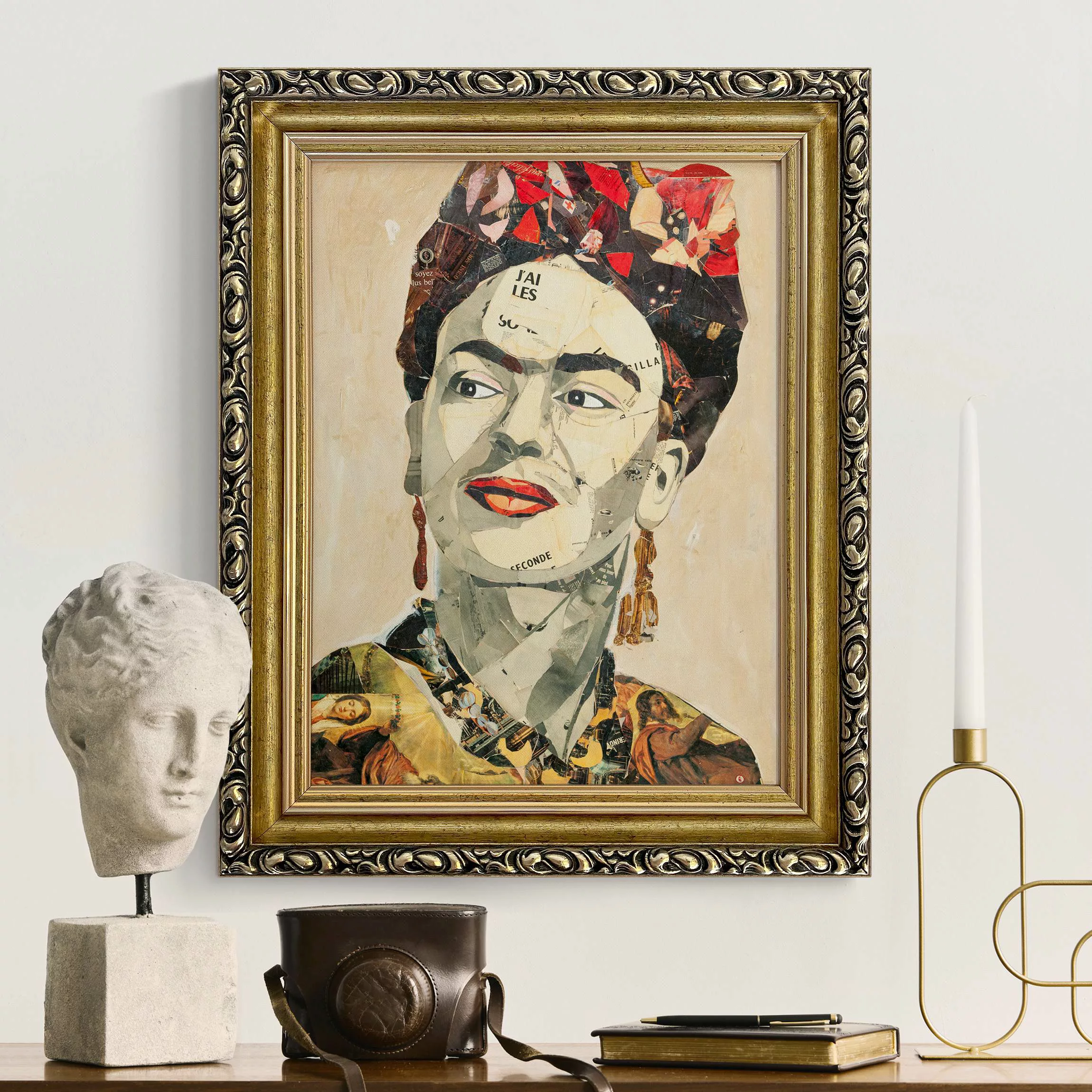 Gerahmtes Leinwandbild Frida Kahlo - Collage No.2 günstig online kaufen