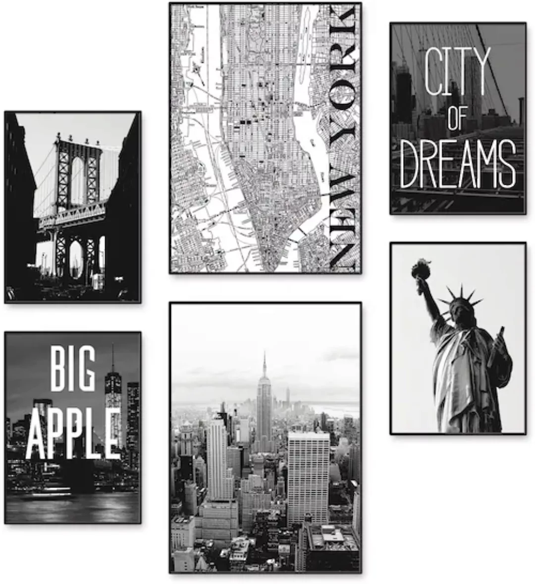 Artland Poster "Wahrzeichen von New York", Amerika, (6 St.), Poster, Wandbi günstig online kaufen