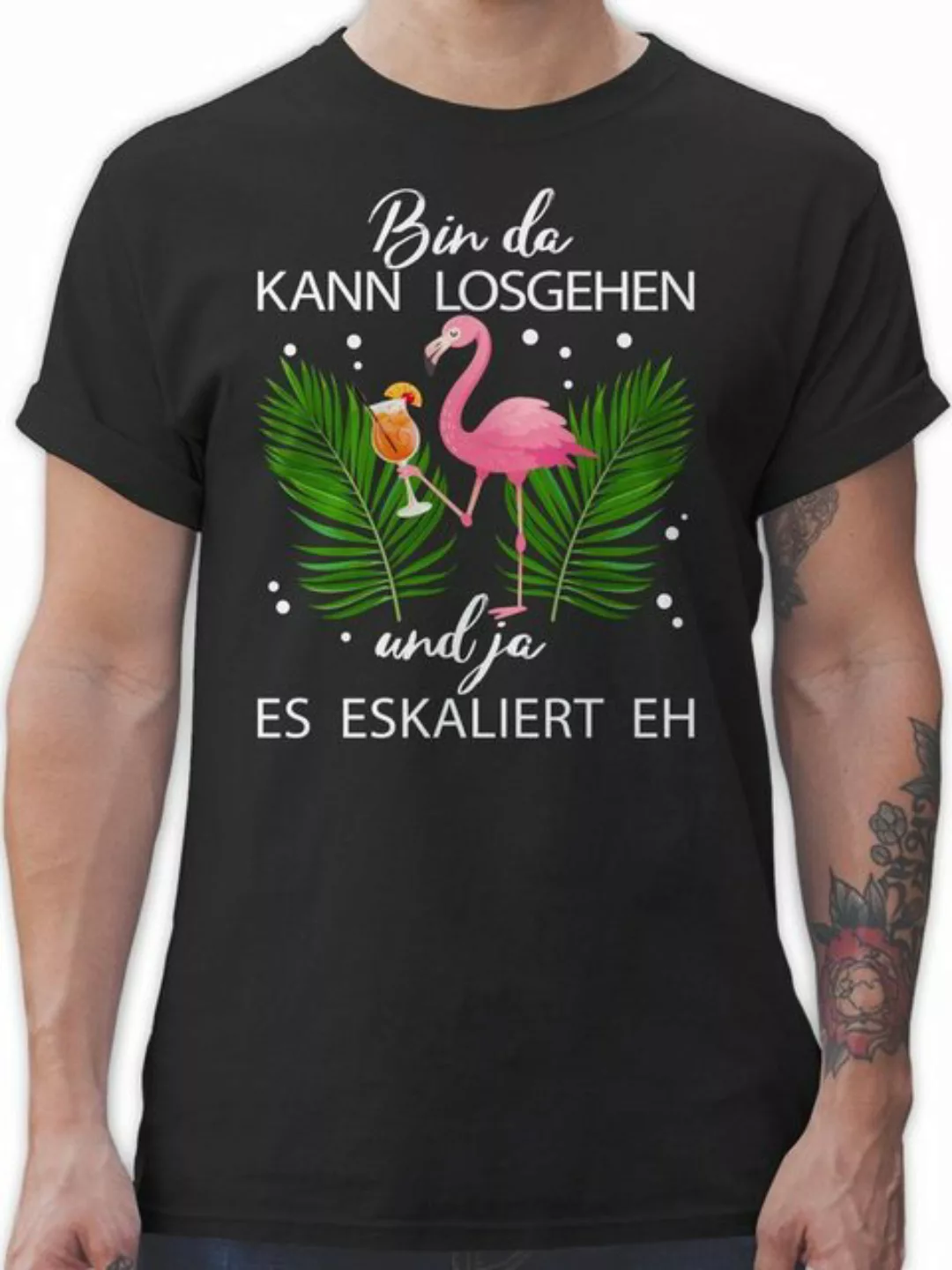 Shirtracer T-Shirt Bin da kann losgehen und ja es eskaliert eh - Flamingo K günstig online kaufen