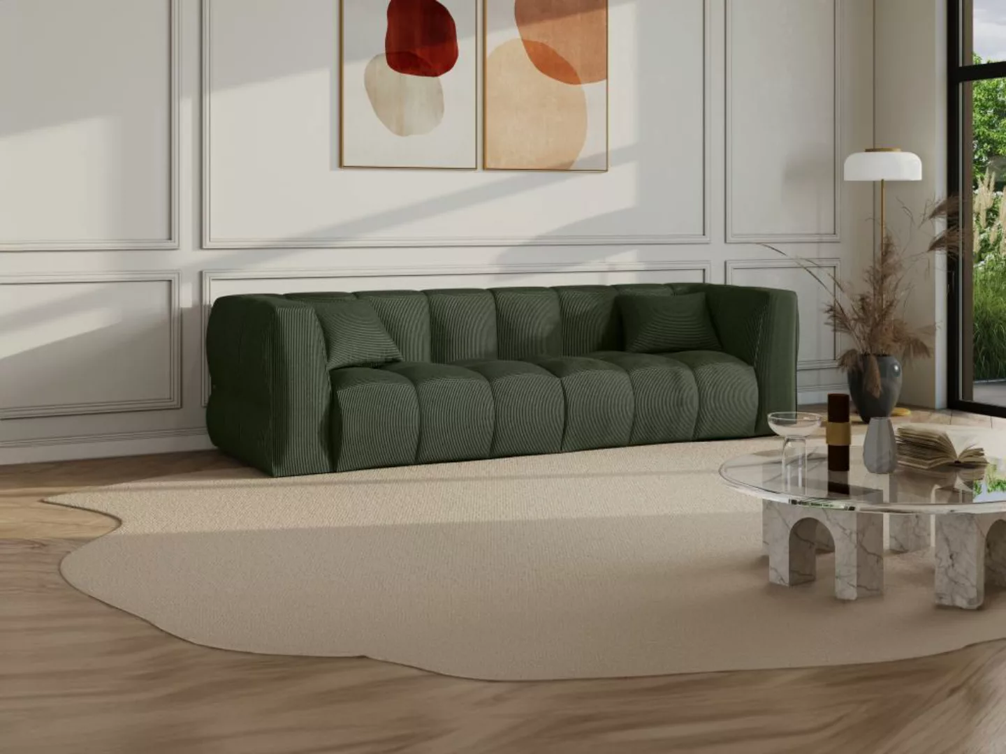 Sofa 4-Sitzer - Cord - Grün - NAEMIA von Maison Céphy günstig online kaufen