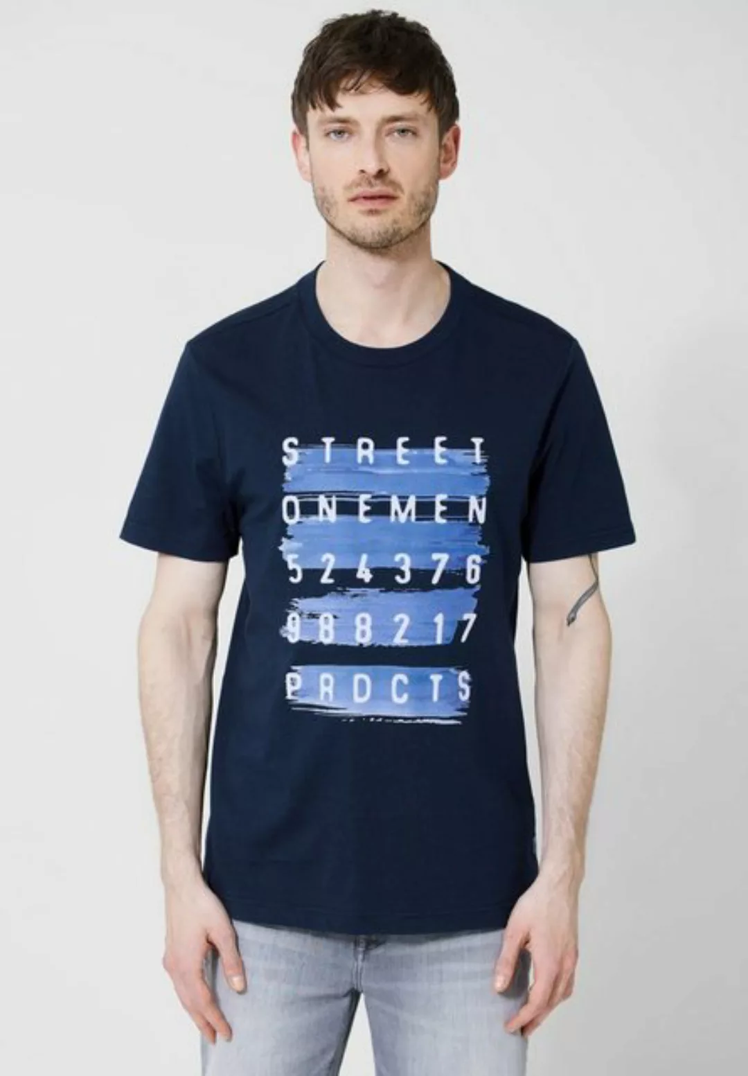 STREET ONE MEN Rundhalsshirt mit Wordingprint günstig online kaufen