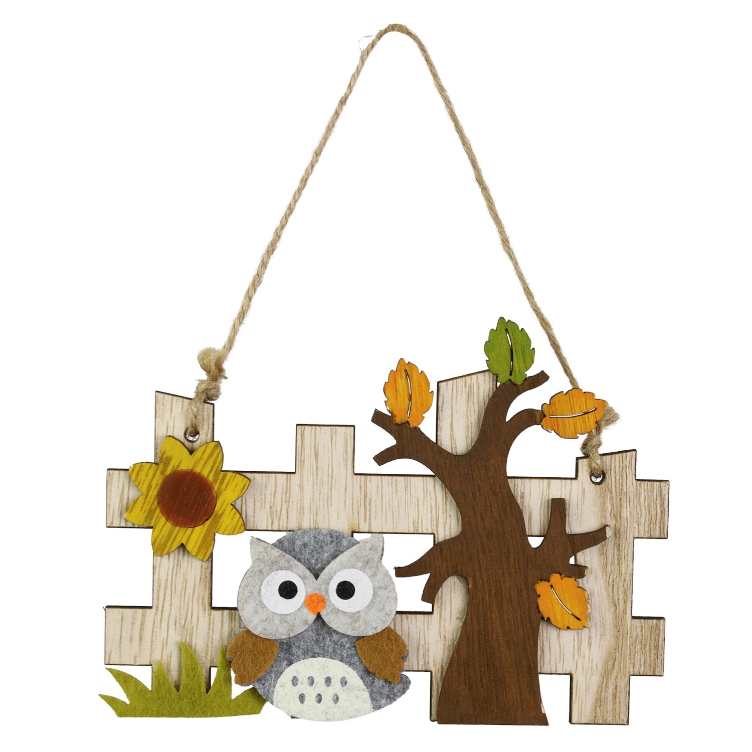 Holzhänger Zaun mit Eule und Baum aus Holz und Filz 14 cm x 10,5 cm günstig online kaufen