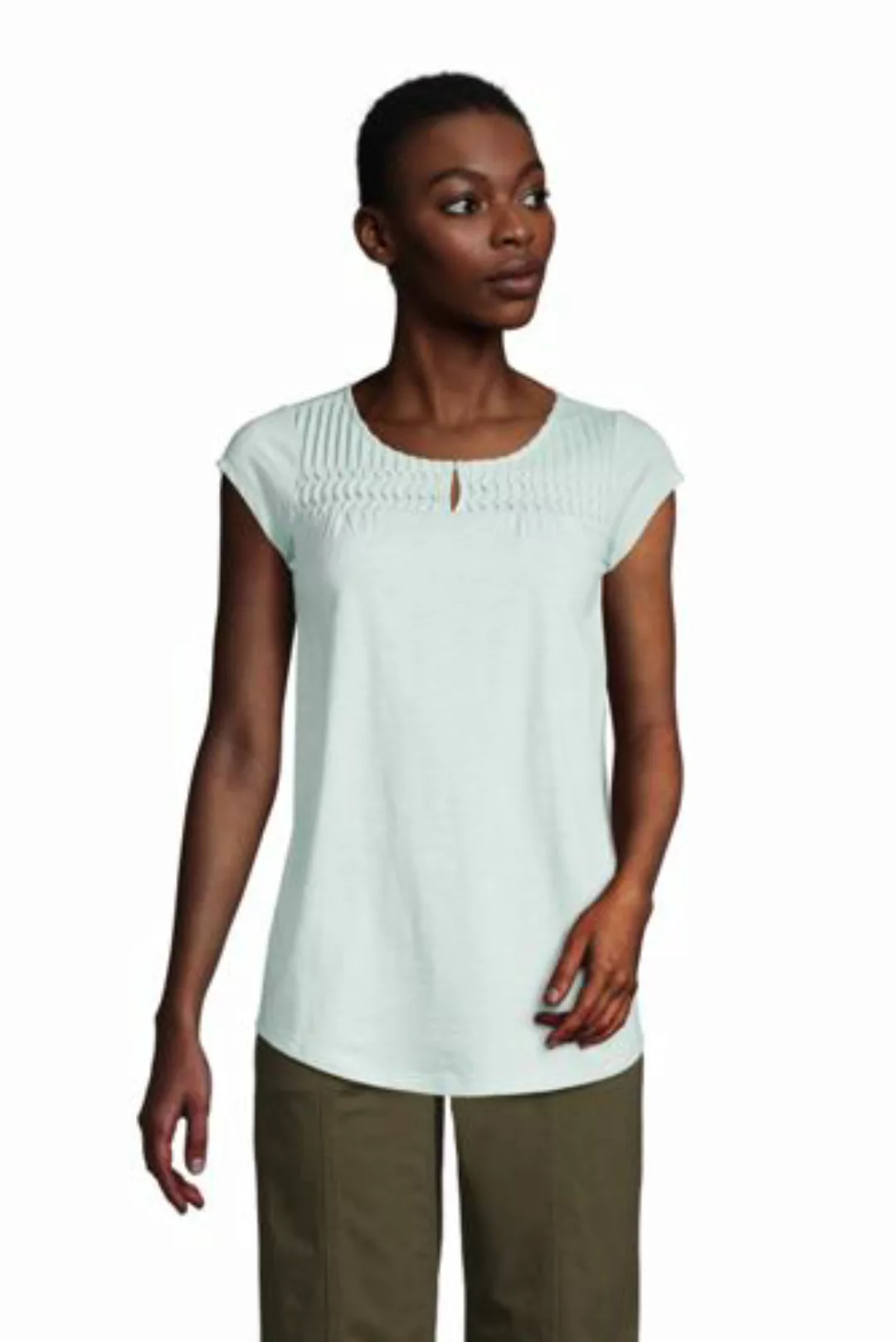 Shirt mit Biesen, Damen, Größe: S Normal, Grün, Baumwolle Modal, by Lands' günstig online kaufen
