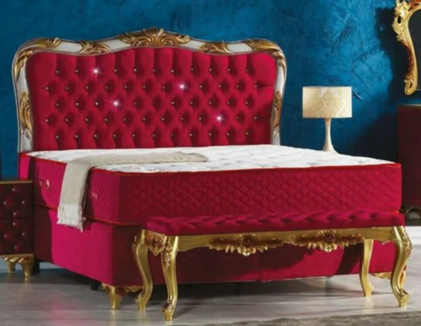 Casa Padrino Bett Samt Bett Bordeauxrot / Silber / Gold - Prunkvolles Doppe günstig online kaufen