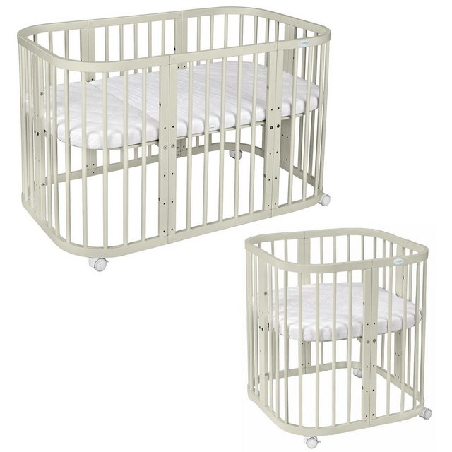 Waldin Babybett Waldin mobiles Babybett aus Holz 7in1 mit Matratze, mitwach günstig online kaufen