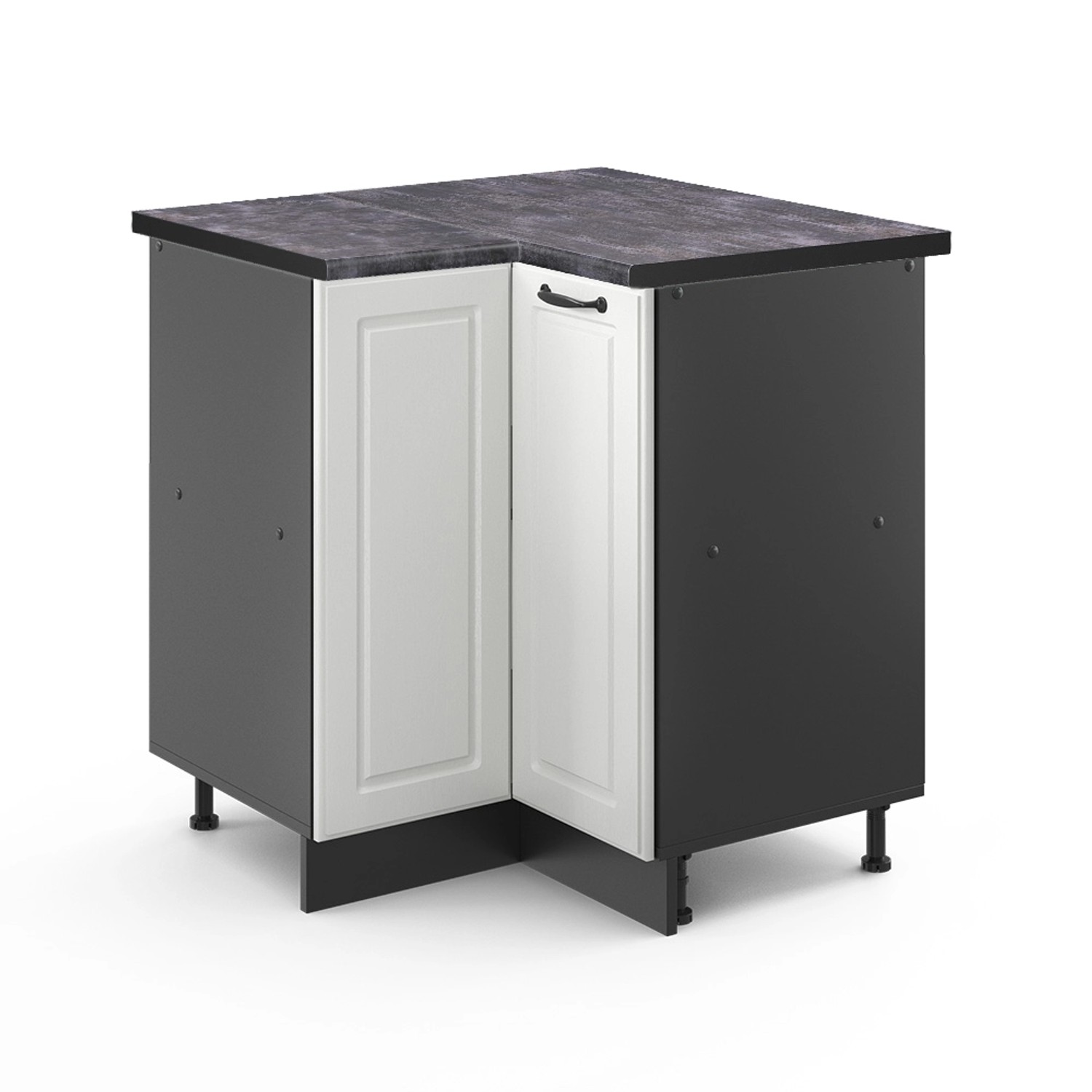 Vicco Eckunterschrank R-Line Weiß Landhaus/Anthrazit 76 cm AP Anthrazit günstig online kaufen